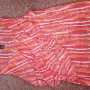 Pink, Orange, and White Sleeveless Shirt